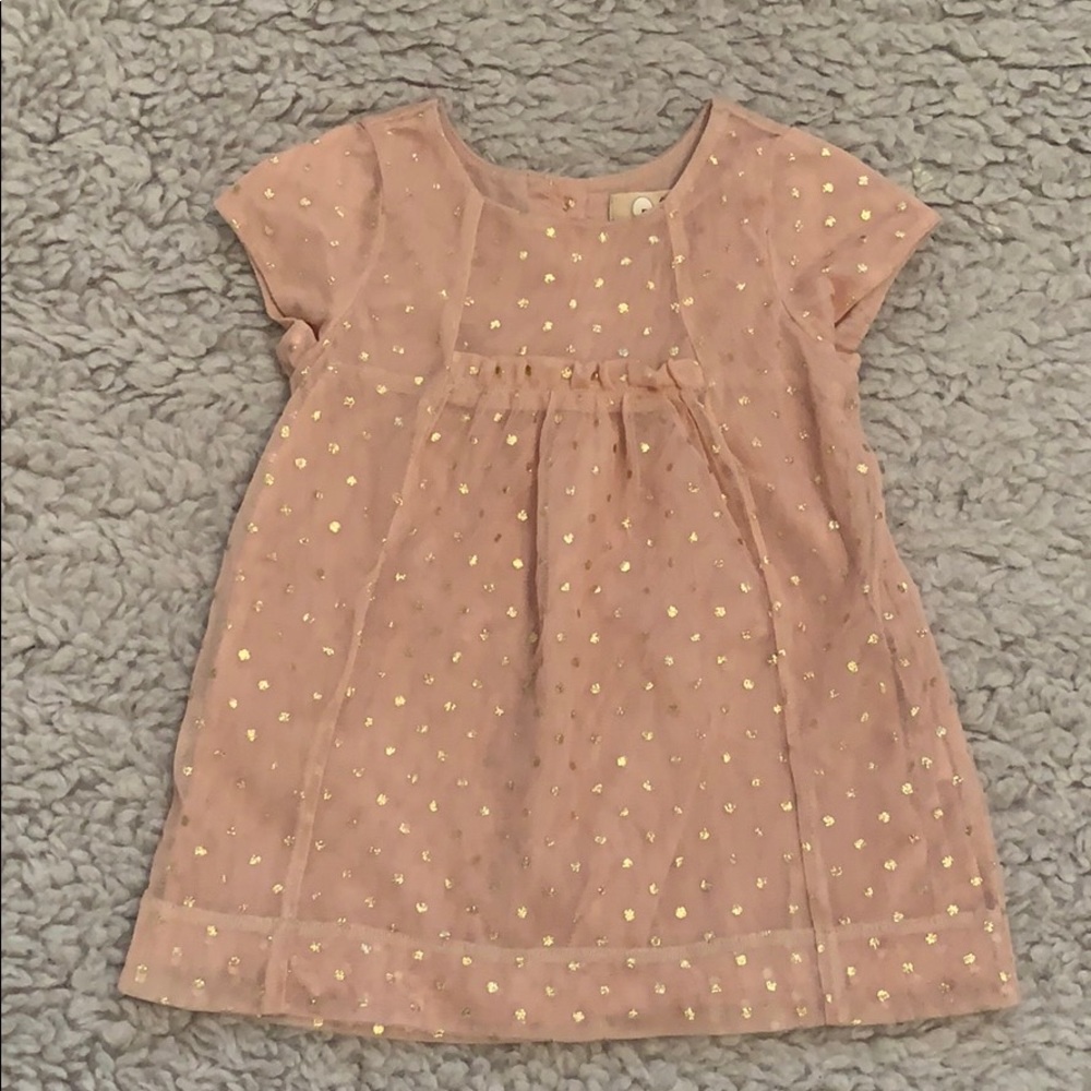 Peek - Pink & Gold Mesh Overlay Dress 💖
